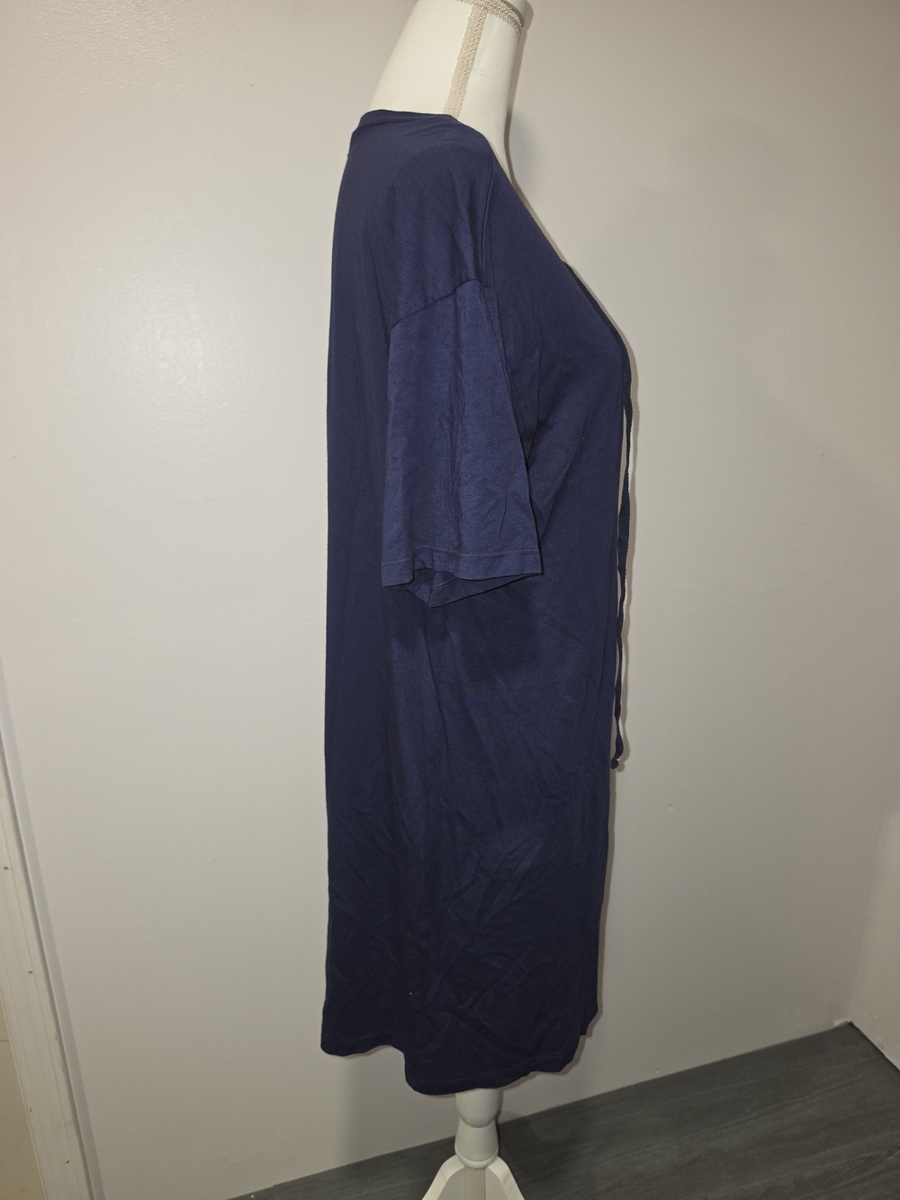 Michael Stars Navy Lace-Up V-Neck T-Shirt Midi Dress Womens Size Small - Picture 3 of 7